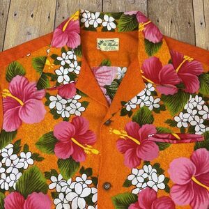 Ui Maikai Hawaiian Shirt Barkcloth Medium Vintage 50s 60s